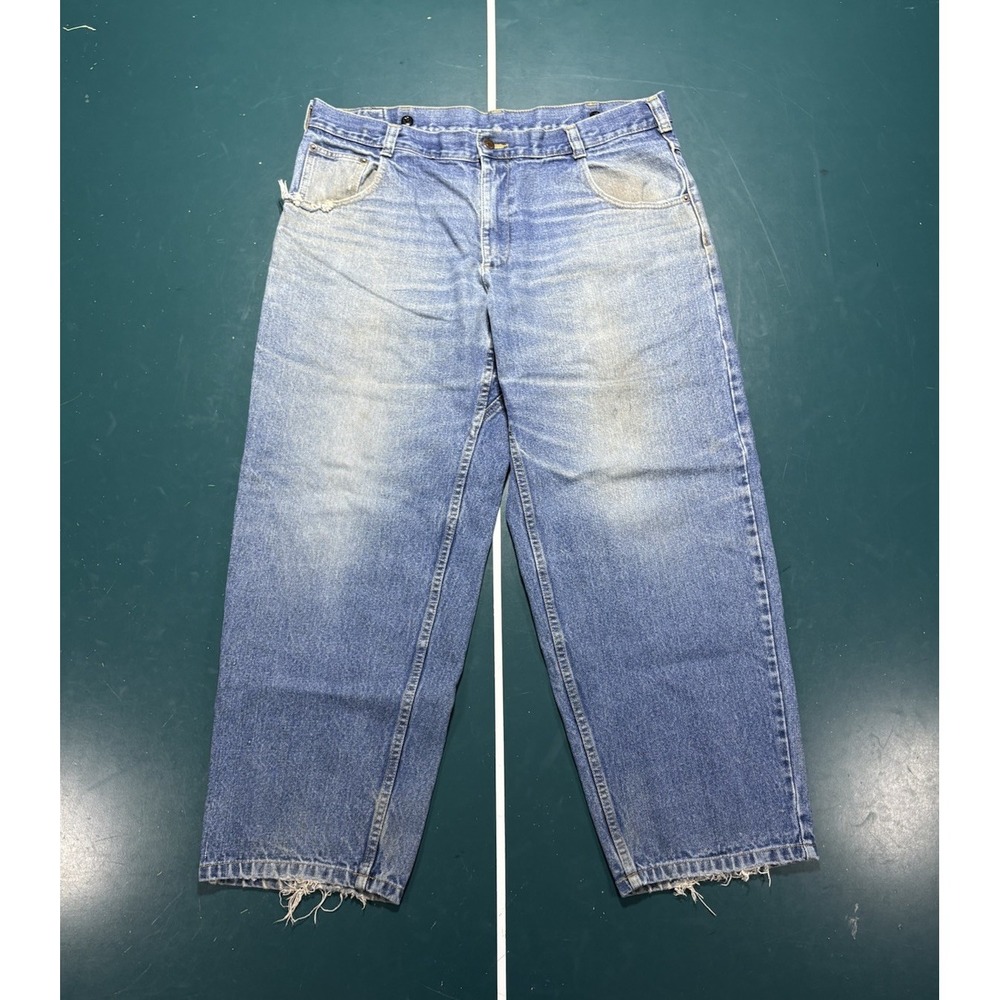 C.C. Filson Denim Jeans Men's 40x30 Blue Straight Leg Relaxed Distressed 10164